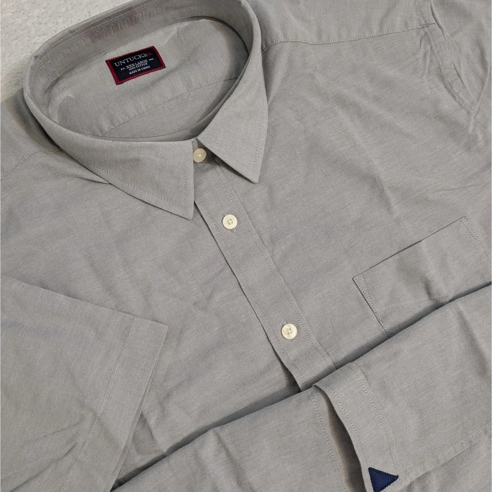 NEW! UNTUCKit Mens‎ Bual Short Sleeve Button Up Shirt 3XL Regular Gray Cotton.